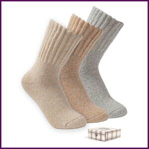 Warm Wool Boot Socks 3 Pairs Size 5-11 Cozy Thick Winter Gift Box
